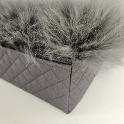 Large Genuine Sheepskin Orthopaedic Dog Bed. Grey Memory Foam Dog Bed