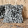 Genuine Sheepskin Cushions 40cm | Pair Of Grey Long Haired Sheepskin Pillows