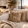 Pair Of Long Haired Genuine Sheepskin Cushions 40cm Oyster