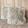 Pair Of Long Haired Genuine Sheepskin Cushions 40cm Oyster