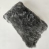 Two Genuine Sheepskin Rectangular Pillows Grey 30x50cm