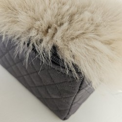Real Sheepskin Memory Foam Dog Bed. Long Haired Orthopaedic Dog Bed Medium Oyster