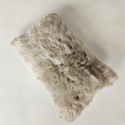 Pair Of Rectangular Cushions Genuine Sheepskin Oyster 30x50cm