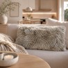 Pair Of Taupe Genuine Sheepskin Rectangular Pillows 30x50cm