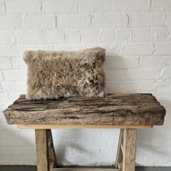 Pair Of Taupe Genuine Sheepskin Rectangular Pillows 30x50cm