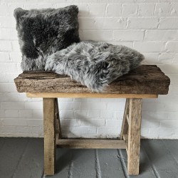 Two Large Grey Genuine Sheepskin Cushions 50cm