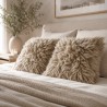 Two Light Beige Genuine Sheepskin Cushions 50cm