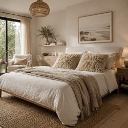 Deux coussins en peau de mouton véritable beige clair, 50 cm