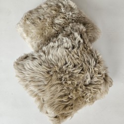 Two Light Beige Genuine Sheepskin Cushions 50cm