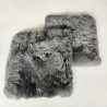 Genuine Sheepskin Seat Pads, Pair Of Long Haired Square Chair Pads 40cm Grey