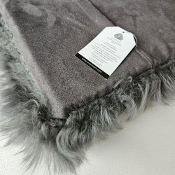 Echte Schaffell-Sitzkissen, Paar langhaarige quadratische Stuhlkissen 40 cm Grau
