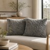 Paire de coussins en véritable peau de mouton à poils courts gris, 40 cm