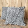 Pair Of Grey Shearling Genuine Sheepskin Cushions 40cm