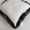Paire de coussins en véritable peau de mouton à poils longs gris, 40 cm