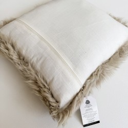 Two Light Beige Genuine Sheepskin Cushions 50cm