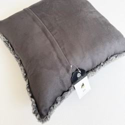 Pair Of Grey Shearling Genuine Sheepskin Cushions 40cm