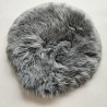 Paar runde Sitzkissen aus echtem Schaffell, langhaarig, grau, 37 cm Stuhlkissen