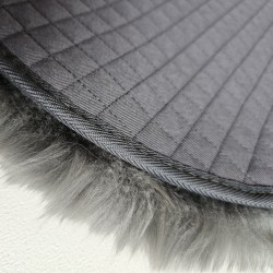 Pair of Real Sheepskin Round Seat Pads Long Haired Grey 37cm Chair Pads