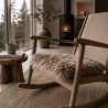 Paar lange, echte Schaffell-Sitzkissen quadratisch 40 cm taupe