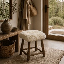 Lange Haar Echtes Schaffell Quadratische Sitzkissen 40cm, Paar Elfenbein Stuhlkissen