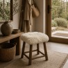 Long Haired Genuine Sheepskin Square Seat Pads 40cm, Pair Of Ivory Chair Pads