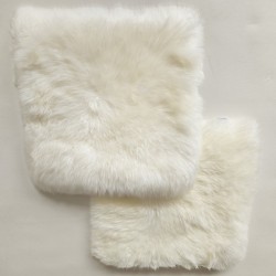 Long Haired Genuine Sheepskin Square Seat Pads 40cm, Pair Of Ivory Chair Pads