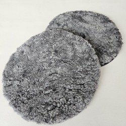 Paar graue runde Sitzkissen aus echtem Schaffell, kurzhaarig, 37 cm Stuhlkissen