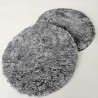 Paar graue runde Sitzkissen aus echtem Schaffell, kurzhaarig, 37 cm Stuhlkissen