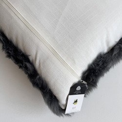 Two Genuine Sheepskin Rectangular Pillows Grey 30x50cm