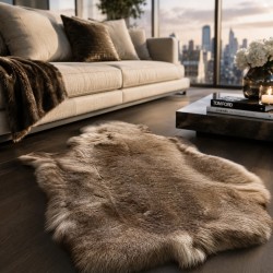 Grand tapis en peau de renne brune | Tapis en peau de renne naturelle