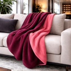 Couverture polaire réversible bordeaux | Plaid polaire réversible | Plaid rouge