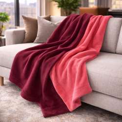 Reversible Wine Fleece Blanket | Reversible Fleece Throw | Red Throws
