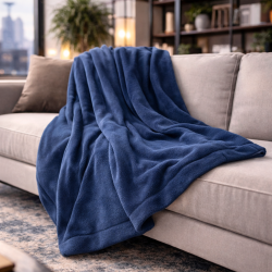 Petrol Blue Fleece Blanket | Blue Fleece Throw | Fleece Blankets |