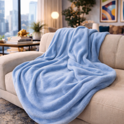 Sky Blue Fleece Throw | Light Blue Fleece Blanket | Fleece Blankets |