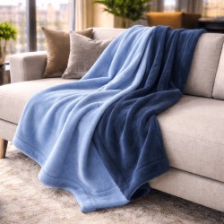 Reversible Blue Fleece Throw | Reversible Fleece Throw | Fleecy Blanket
