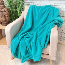 Plaid en polaire vert jade | Couverture en polaire jade | Couverture en polaire verte |