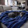 Petrolblaues Fleece-Hundedecke | Flauschige Hundedecke | Blaue Haustierdecke