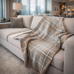 Grey Tartan Throw | Tartan Check Blankets | Grey Tartan Check Throws