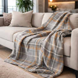 Grey Tartan Throw | Tartan Check Blankets | Grey Tartan Check Throws