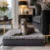 Memory Foam Dog Bed Genuine Sheepskin Grey. Orthopaedic Dog Bed Medium