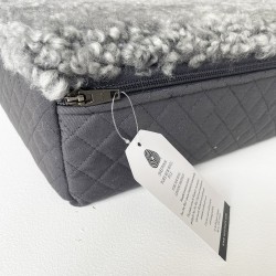 Memory Foam Dog Bed Genuine Sheepskin Grey. Orthopaedic Dog Bed Medium