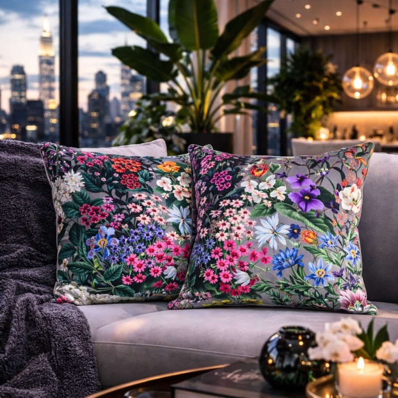 Rhapsody Luxus Samtkissen | Blumenbedruckte Samtkissen |