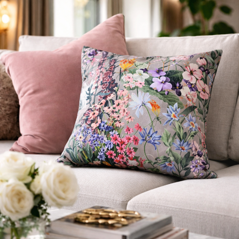 Reversible Samt Rhapsody Kissen | Reversible Blumen Samt Kissen