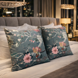 Chinoiserie Luxury Velvet Cushions | Oriental Printed Velvet Cushions