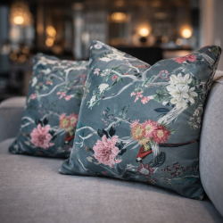 Chinoiserie Luxury Velvet Cushions | Oriental Printed Velvet Cushions