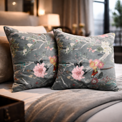 Chinoiserie Luxus Samtkissen | Orientalisch bedruckte Samtkissen