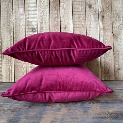Bright Pink Velvet Scatter Cushions | Plain Pink Velvet Cushions