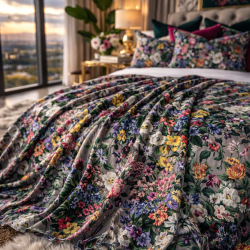 Double Sided Floral Velvet Throw - Rhapsody | Luxury Velvet Bed Runner