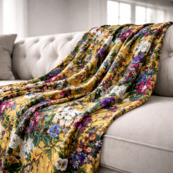 Midsummer Luxury Velvet Throw | Double Sided Large Floral Velvet Throw