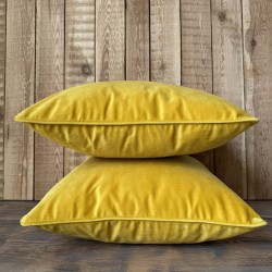 Mustard Yellow Velvet Scatter Cushions | Plain Yellow Velvet Cushions